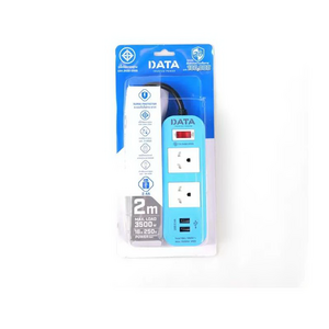 รางปลั๊กไฟ 1 สวิตช์ 2 USB ยาว 2x2 ม. รุ่น WL124 สีฟ้า-1