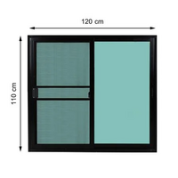 หน้าต่างบานเลื่อน อะลูมิเนียม S-S มุ้ง LYNN X-SERIES 120X110 ซม. สีดำ (1112811)
