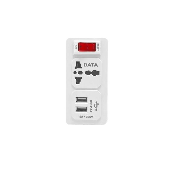 ปลั๊กแปลง 3 ขา 1 ช่อง 1 สวิตซ์ 2 USB 16A รุ่น AL39 สีขาว-1