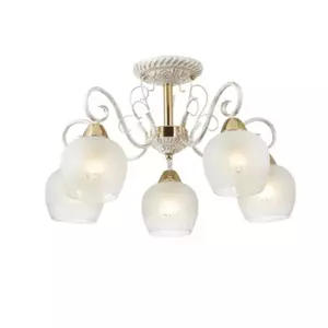 โคมถาดกิ่งคริสตัลแก้ว 5 หลอด รุ่น SD6118 สีขาว DECOS-1