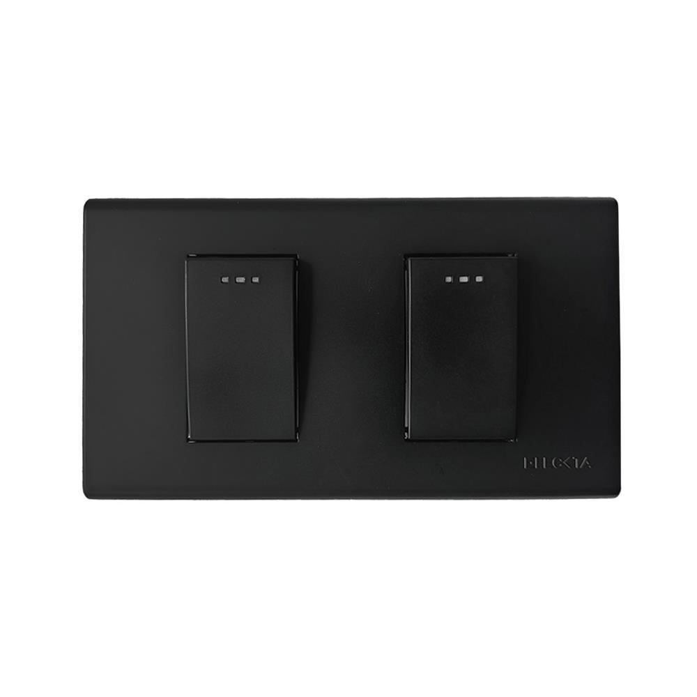 ชุดสวิตช์ 1 ทาง 2 ช่อง ELECKTA N BASIC สีดำ (1217547)-1