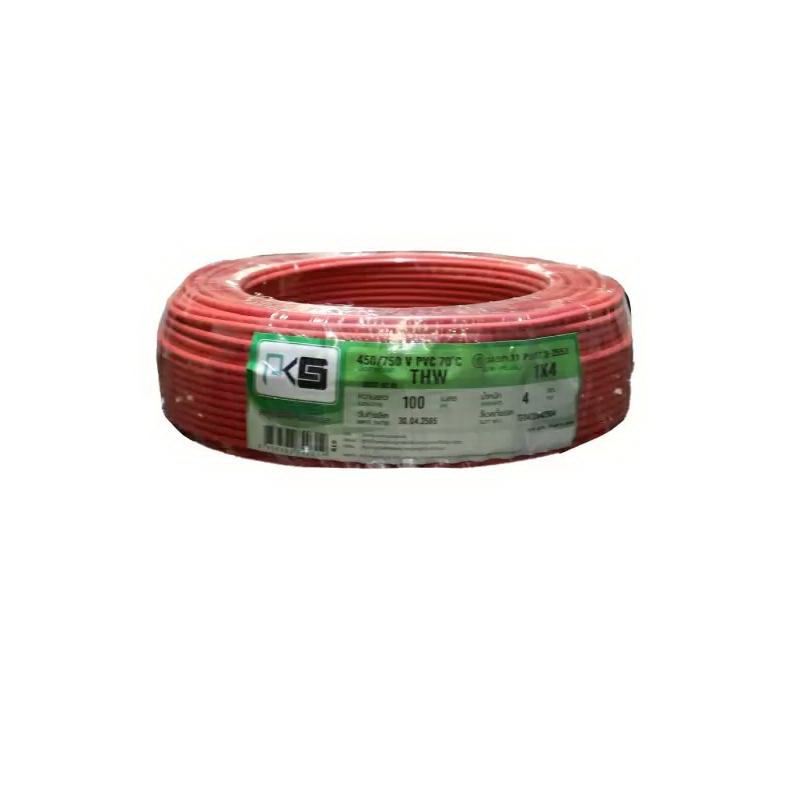 สายไฟ IEC01 THW 1X4X100 ม. สีแดง-1