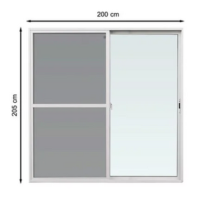 ALUMINUM SLIDING DOOR WITH SCREEN S-S AZLE 200X205CM WHITE (1182870)-1