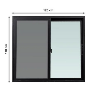 หน้าต่างบานเลื่อน อะลูมิเนียม S-S มุ้ง AZLE 120X110 ซม. สีดำ (1182993)-1