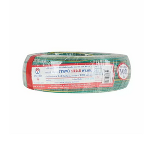 สายไฟ IEC01 THW 2.5x100 เมตร สีเหลืองแถบเขียว-1