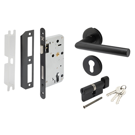 HAFELE LEVER HANDLE SET BATHROOM BLACK MATT TYPE A (499.10.135)-1