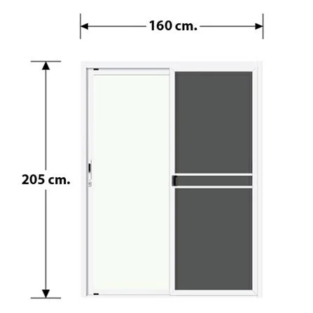 ประตูบานเลื่อน อะลูมิเนียม S-S มุ้ง LYNN PRIME SERIES 160x205 ซม. สีขาว (1081653)-1