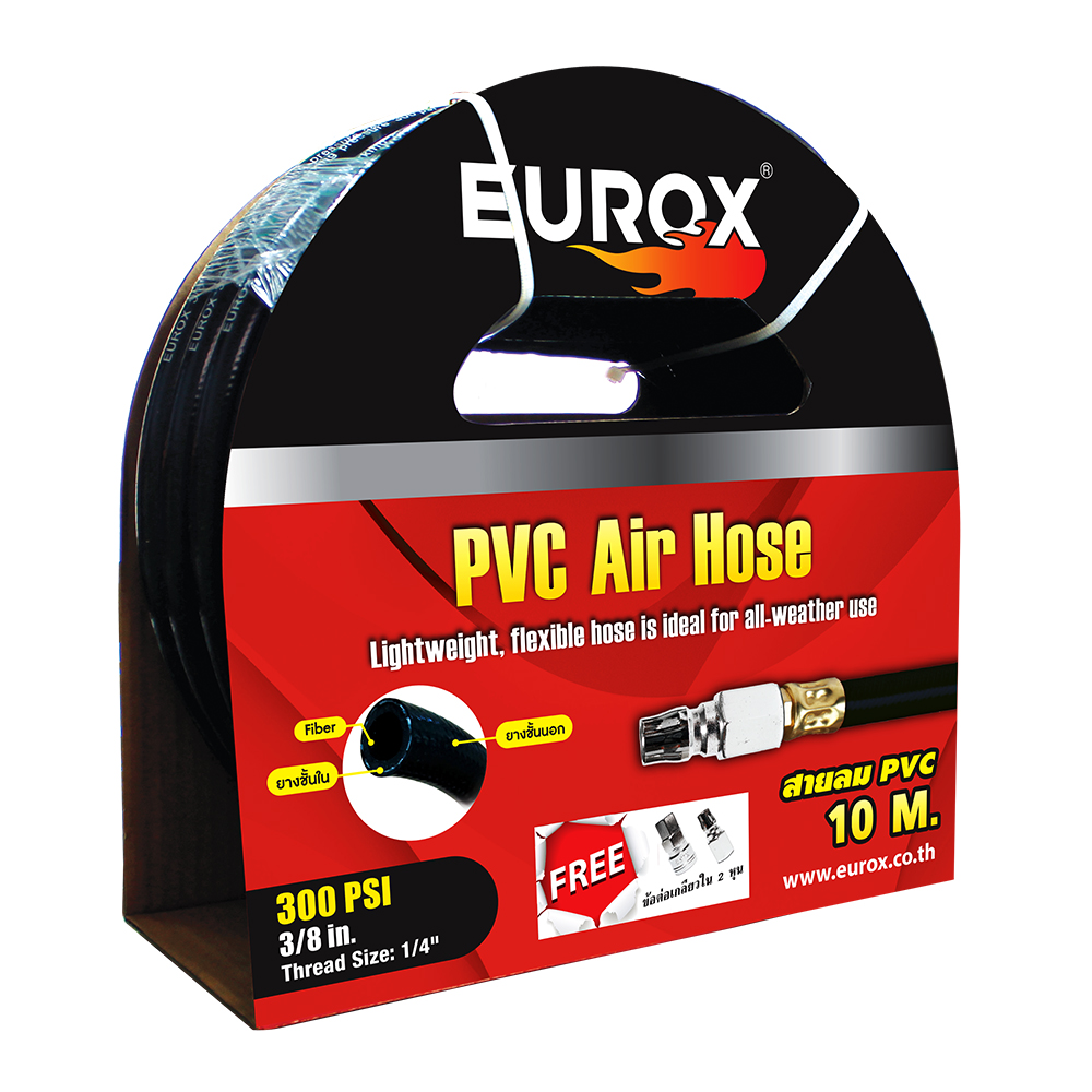 สายลม PVC ขนาด 3/8 นิ้ว พร้อมข้อต่อ 10 เมตร EUROX (1218442)-1