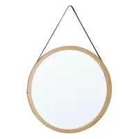 MOYA TK-ML-A01 round wooden frame mirror with leather strap 60x60 cm.