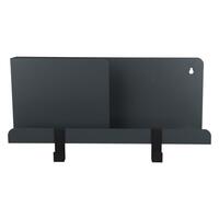 WALL SHELF WITH 2 HOOKS 40x10x16CM GREY