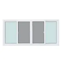 หน้าต่างบานเลื่อนกระจกสี่ UPVC สำเร็จรูป