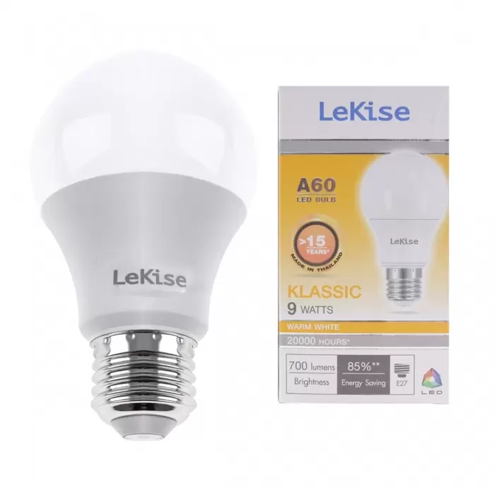 หลอดไฟ LED A60 9 วัตต์ รุ่น Klassic (Warm White) LEKISE-1