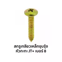 สกรูเกลียวเหล็กชุบรุ้ง หัวกะทะ JT+ เบอร์ 8