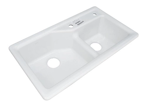KOHLER K-3885X-2SD-0 อ่างล้างจานเหล็กหล่อ 2 หลุม รุ่น อินดิโอ้-1