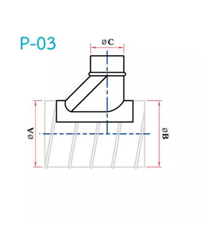 อุปกรณ์ท่อลม P-03 ท่อแยก รองเท้า ฐานโค้ง-1