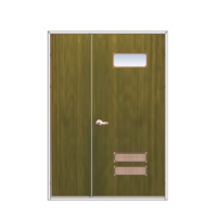 ประตูเหล็ก DoorTech บานครึ่ง ND-06 Pinewood Black