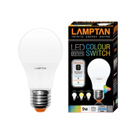LAMPTAN COLOR 3IN1 E27 9W LED Bulb, Cool White/Warm White/Daylight, Pear Shape