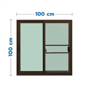 หน้าต่างบานเลื่อน อะลูมิเนียม S-S มุ้ง KPA ECO 100x100 ซม. สีชา-1