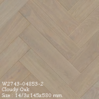 พื้นไม้เอ็นจิเนียร์ Solid Compound Wood เปอร์โก้ กันฝุ่น กันชื้น หนา 14 มม. สี HB Cloudy Grey Oak