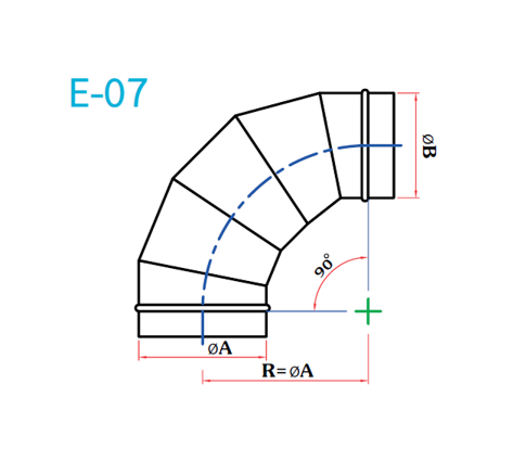 อุปกรณ์ท่อลม E-07 ข้องอลด 90-1