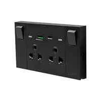 ชุดเต้ารับคู่มีสวิตช์+USB AC VERVE BK EL