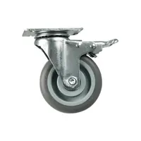 DEXZON TPR rubber wheels, swivel base, with brakes, 4 inches, gray