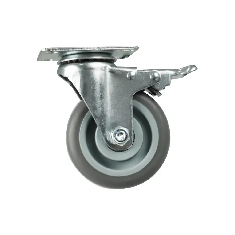 DEXZON TPR rubber wheels, swivel base, with brakes, 4 inches, gray-1