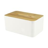 TISSUE BOX BAMBOO KECH WHITE