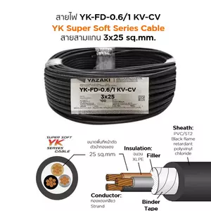สายไฟ YK FD-CV 3x25 ตร.มม. YAZAKI 0.6/1 kV-1