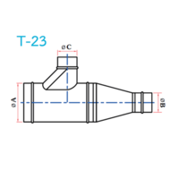 อุปกรณ์ท่อลม T-23 3ทางT+ข้อลด ฐานเอียง 1 ด้าน
