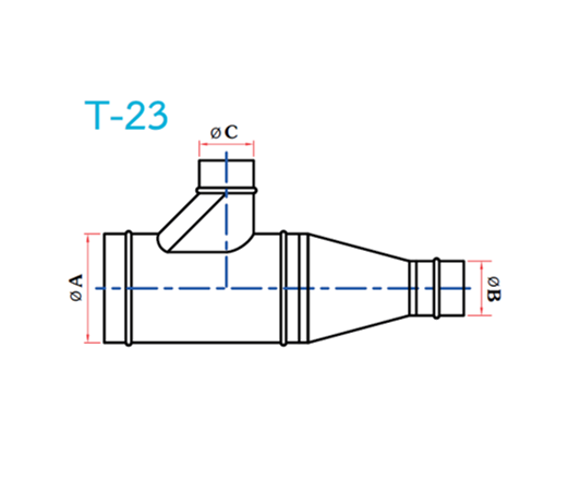 อุปกรณ์ท่อลม T-23 3ทางT+ข้อลด ฐานเอียง 1 ด้าน-1