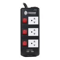 รางปลั๊กไฟ3ช่อง3สวิตซ์ TIS315USB-5M TOS