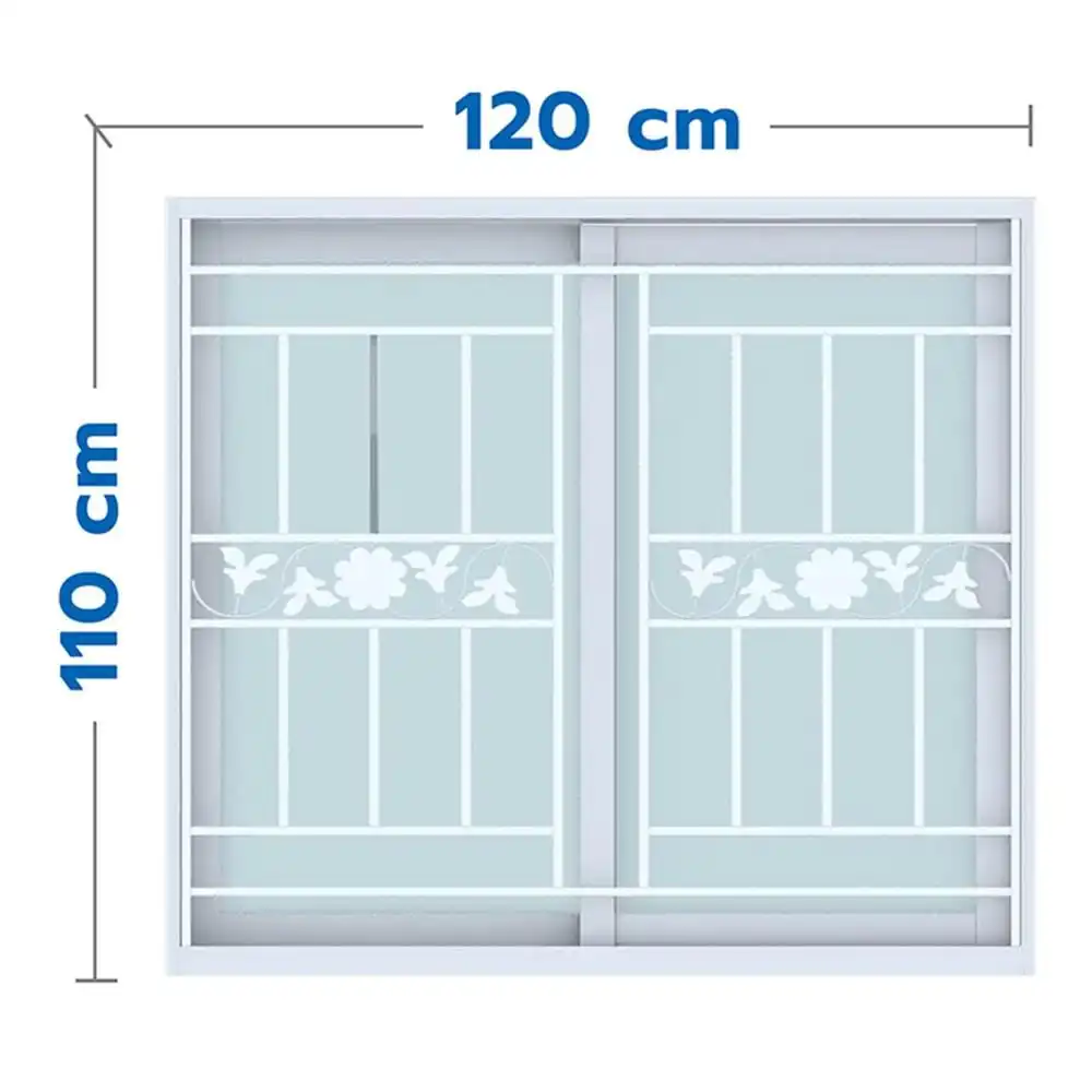 หน้าต่างบานเลื่อน UPVC S-S เหล็กดัด มุ้ง WINDOW ASIA ลายทานตะวัน (ขาว) 120X110 ซม. สีขาว-1