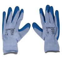 ถุงมือถักกันลื่นเคลือบยางธรรมชาติ MICROTEX สีฟ้า