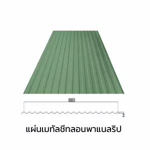 เมทัลชีทลอนรั้ว/ผนัง พาแนลริบ 0.40 มม. AZ70 มอก. สีเขียวบานาน่า ลีฟ บลูสโคปแซคส์-1