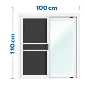 หน้าต่างบานเลื่อน อะลูมิเนียม S-S มุ้ง LYNN OK 100X110 ซม. สีขาว-1