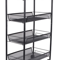 ชั้นวาง4ชั้น+ขอแขวน ล้อIVY 45x26x85cm ดำ
