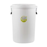 ถังน้ำถังน้ำกลมพร้อมฝาล็อค PLIM 66L (17.4.gl) สีขาว