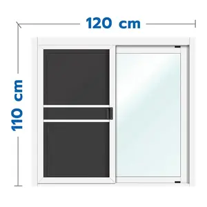 หน้าต่างบานเลื่อน อะลูมิเนียม S-S มุ้ง LYNN OK 120X110 ซม. สีขาว-1