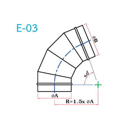 อุปกรณ์ท่อลม E-03 ข้องอ 60-1