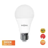 หลอดไฟ LED E27 14W วอร์มไวท์ ทรงลูกแพร์ SHINING A60