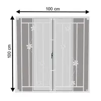 Window Al+mosquito screen+iron bars FLOWER 100x100cm white