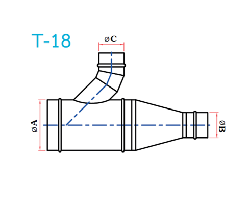 อุปกรณ์ท่อลม T-18 3ทางTY+ข้อลด-1