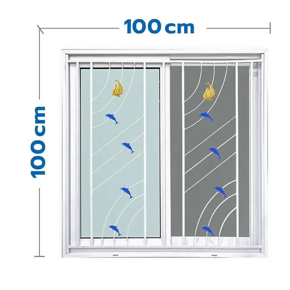 หน้าต่างบานเลื่อน UPVC S-S เหล็กดัด มุ้ง WINDOW ASIA ลายทะเล (สี) 100X100 ซม. สีขาว-1