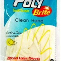 ถุงมือยางอนามัย POLY-BRITE EXTRA THIN SIZE M สีขาว