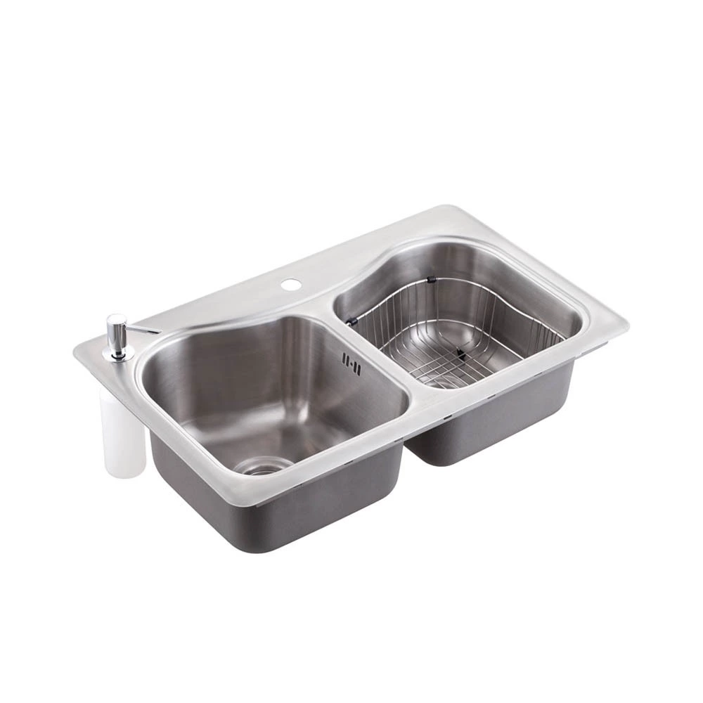 KOHLER K-3369X-2KD-NA อ่างล้างจานสแตนเลส 1 หลุมครึ่ง รุ่น สตัคคาโต้-1