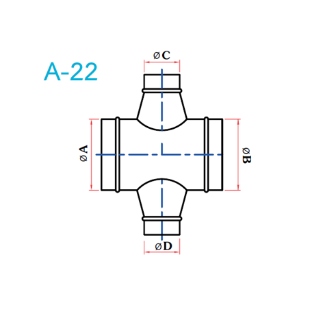อุปกรณ์ท่อลม A-22 4ทางลด 90-1