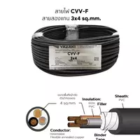 สายไฟ CVV-F 3x4 ตร.มม. YAZAKI 100 เมตร