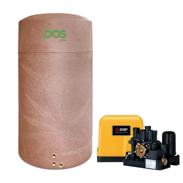 ถังเก็บน้ำ DOS รุ่น NATURA Water Pac All-in-one 2000 ลิตร สีแดงแกรนิต + ปั๊ม Mitsubishi-1