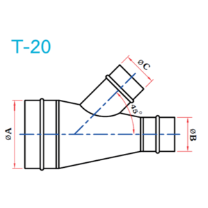อุปกรณ์ท่อลม T-20 3ทางลดเฉียง-1